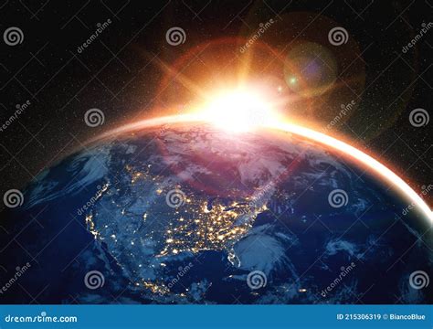 Planet Earth Globe View From Space Showing Realistic Earth Surface And