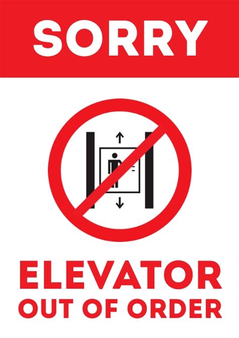 Elevator Out Of Order Door Sign A4 Printable Template Postermywall