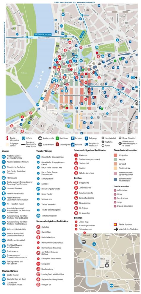 Düsseldorf tourist attractions map - Ontheworldmap.com