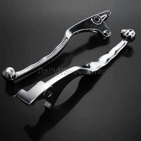 Motorcycle Brake Hand Levers Chrome Aluminum Skull Clutch For Kawasaki