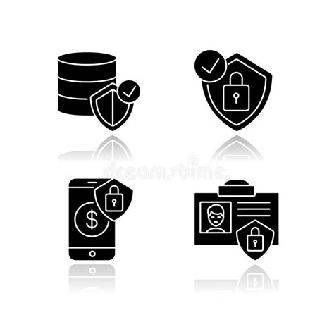 Cybersecurity Black Glyph Icons Set On White Space Stock Vector