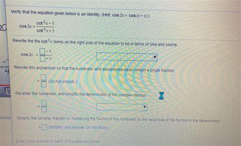 Solved Verify That The Equation Given Below Is An Identity Chegg