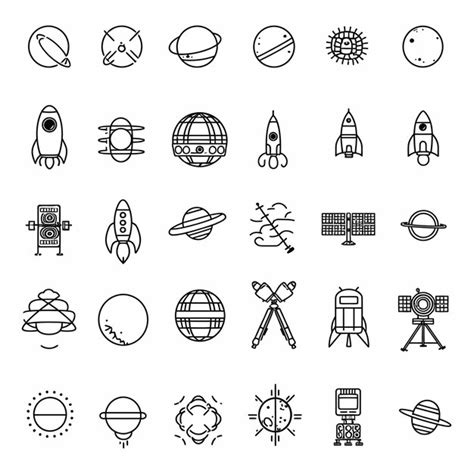 Space astronomy icon set outline style vector espace astronomie icône