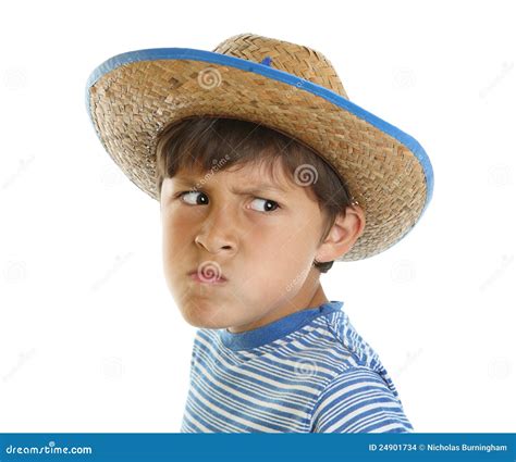 Boy With Mad Face And Cowboy Hat Stock Images - Image: 24901734