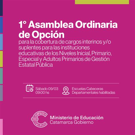 Ministerio De Educación Gobierno De Catamarca 1° Asamblea Ordinaria