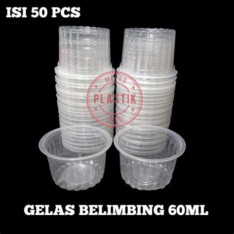 Gelas Plastik Belimbing 60ml Isi 50pcs Cup Jelly Puding Belimbing