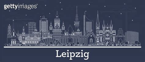 Outline Leipzig Germany City Skyline With White Buildings Business