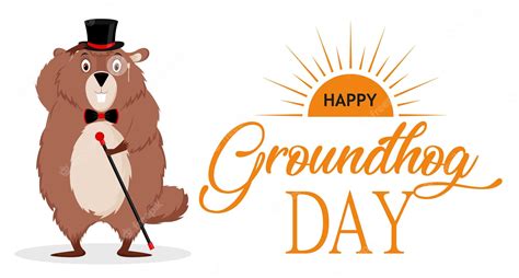 Premium Vector Happy Groundhog Day Banner With The Image Of A Funny