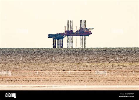 Irish Sea Pioneer jack-up support platform in Liverpool Bay, Irish Sea ...