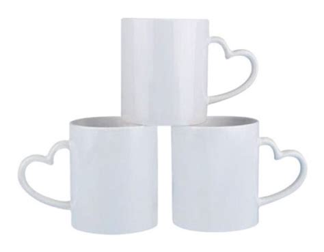 Plain Ceramic Heart Handle White Sublimation Mug For Gifting At Rs