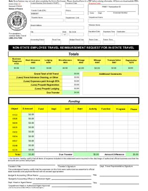 Fillable Online Finance Utah State Employee Travel Reimbursement