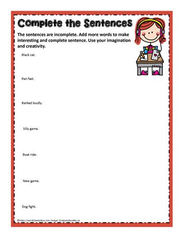 Complete And Incomplete Sentences Cut And Paste Worksheet Teach