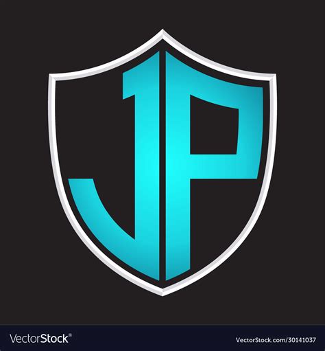 Jp Logo Monogram With Shield Shape Isolated Blue Vector Image