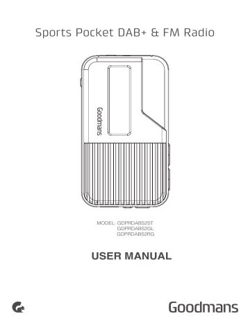 Goodmans GDPRDABS2 Sports Pocket DAB User Manual Manualzz