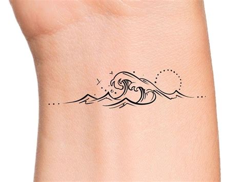 Wave Stars Temporary Tattoo Ocean Wave Tattoo Star Tattoo Etsy