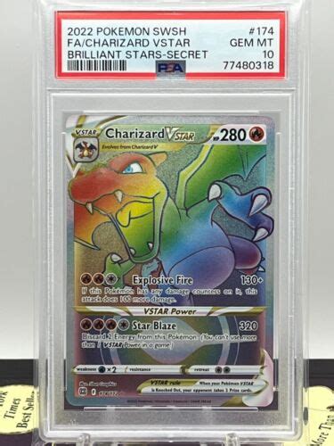 Pokemon Swsh Charizard Vstar Rainbow Holo Brilliant Stars