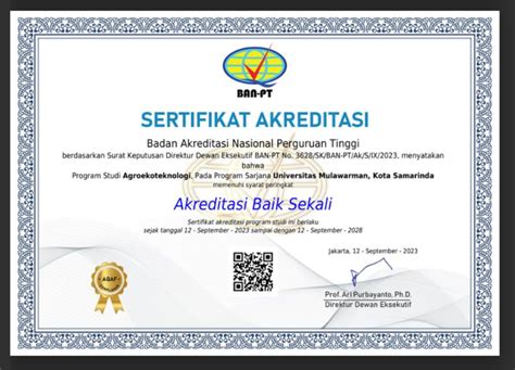 Akreditasi Program Studi Agroekoteknologi