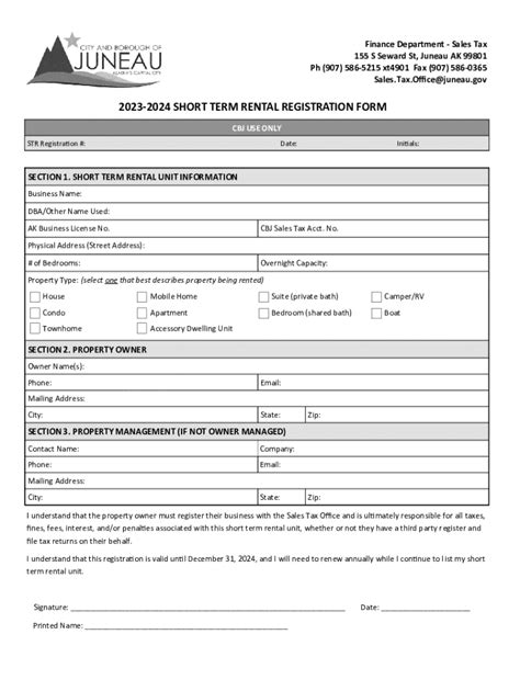 Fillable Online 2023 2024 Short Term Rental Registration Form Fax Email Print Pdffiller