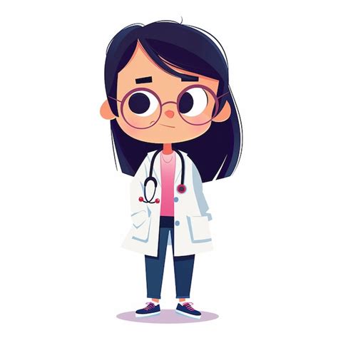 Premium Vector A Cartoon Of A Female Doctor With Glasses And A