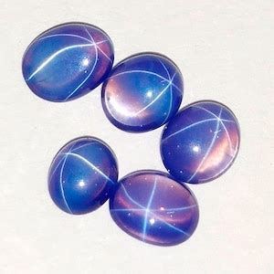 5 Pcs Natural Blue Star Sapphire Oval Cabochon Six Rays Loose Gemstone