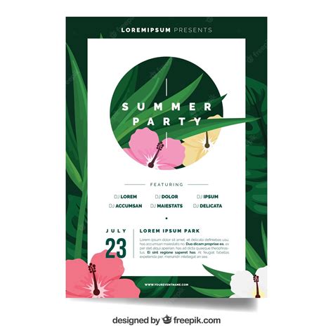 Free Vector Summer Party Brochure Template With Flowers