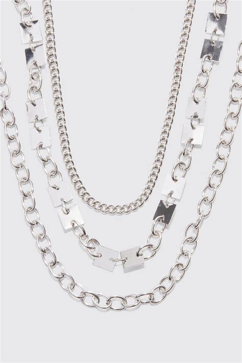 Mens Multi Layer Chain Necklace Boohoo Uk