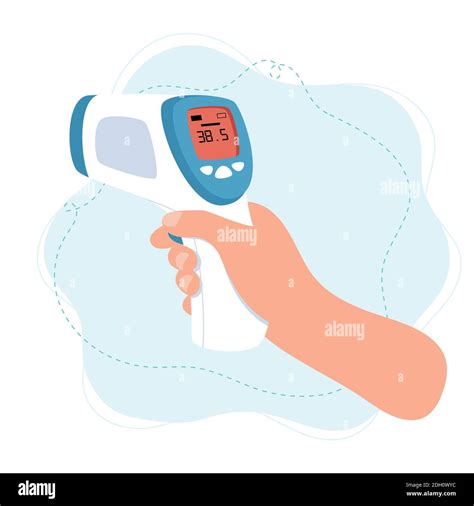 Body Temperature Check Hand Holding Infrared Thermometer Stock Vector