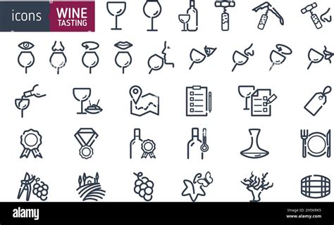 Conjunto De Iconos De Vino Iconos Para La Degustación De Vinos