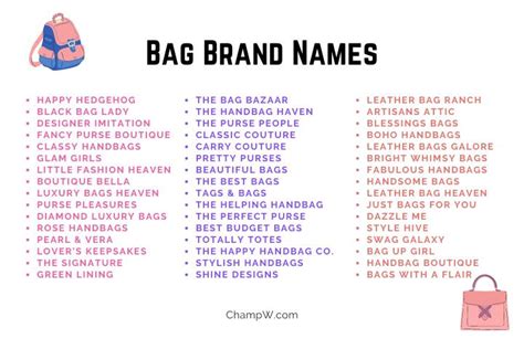 450 Bag Brand Names That Are Cool And Creative