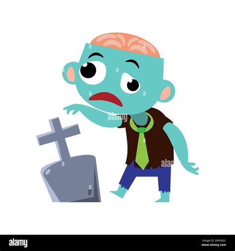 Zombie Cute Halloween Cartoon Characters Vector Stock Vector Image