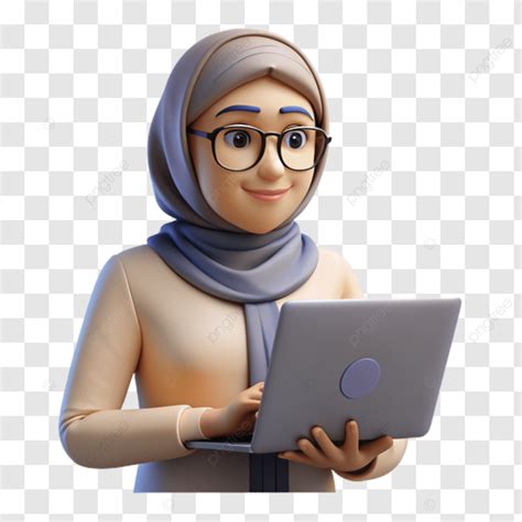 Garota Hijab Design D De Laptop Png Len O De Cabe A Computador