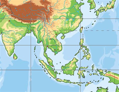 East Asia Physical Map Rivers