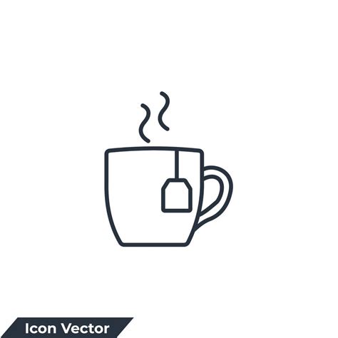 tea cup icon logo vector illustration. cup with tea bag symbol template ...