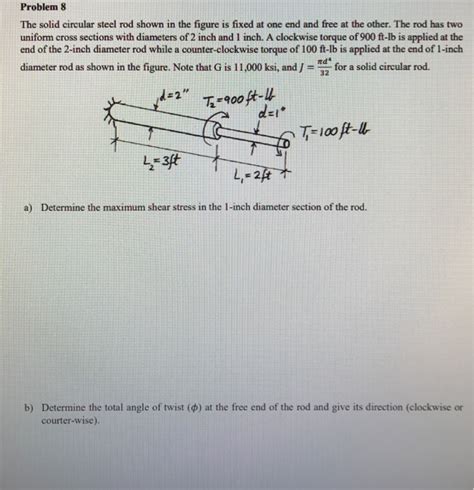 Solved Problem 8 The Solid Circular Steel Rod Shown In The Chegg