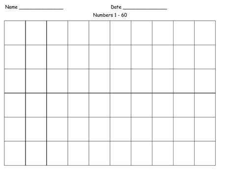 Number Chart 1 60 Printable