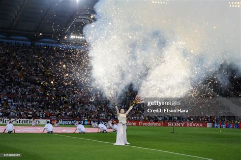 A dancer performs prior to the UEFA Champions League final between ...