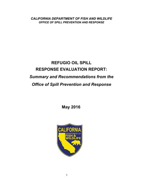 Refugio Oil Spill Response Evaluation Report Summary And