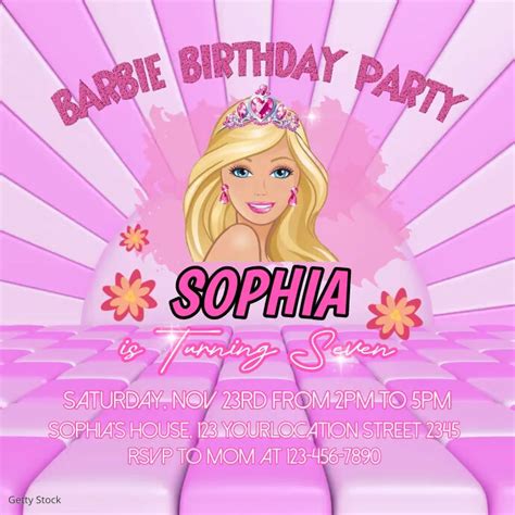 Barbie Birthday Invitation Template Design Postermywall