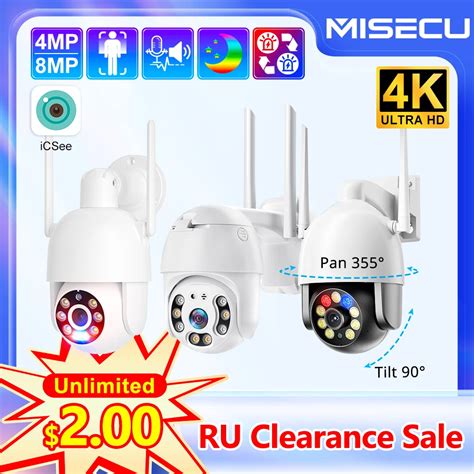 MISECU 3MP 4MP PTZ HD 4K 8MP WiFi Security IP Camera Two Way Audio