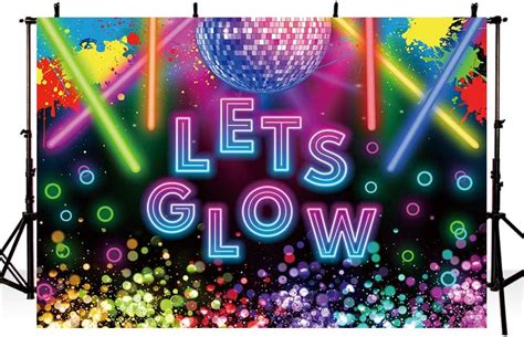 Amazon AIBIIN 7x5ft Glow Neon Party Backdrop Let S Glow Splatter