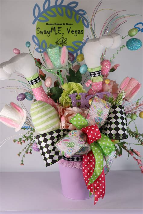 Easter Bunny Centerpiece Rabbit Floral Arrangement Etsy