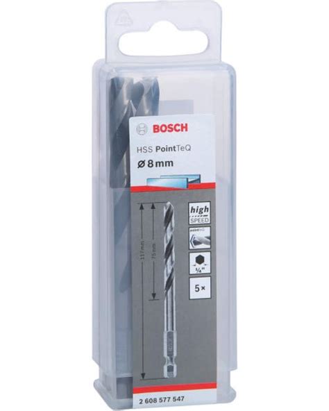 Bosch HSS spiralna burgija PointTeQ 8 0 mm sa šestougaonim HEX