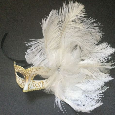 White Feather Mask Etsy