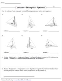 Volume Of Triangular Pyramid Worksheets