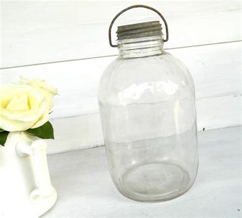 Large Vintage Glass Jar With Wire Handle By Alwaysmaybevintage