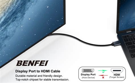 Benfei 4k Displayport To Hdmi 6 Feet Cable Aluminum Shell Nylon