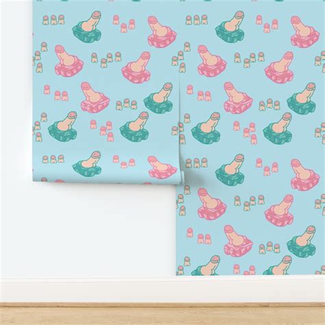 Penis Tank Tiny Dicks Sex War On Blue Wallpaper Spoonflower