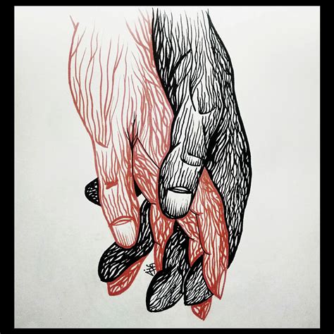 Dibujo En Tinta Manos Entrelazadas Ink Drawings Holding Hands