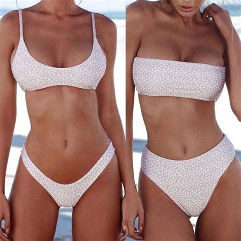 USA Women Push Up Unpadded Bandage Bikini Set Swimsuit Triangle