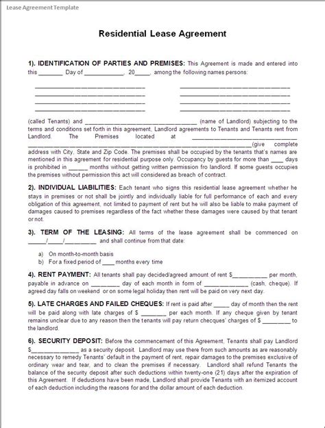 5 Free Lease Agreement Templates - Excel PDF Formats